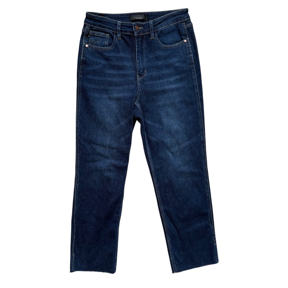 Judy Blue Cropped Straight Jeans Dark Wash Denim Raw Hem Style JB88375 Size 5 27